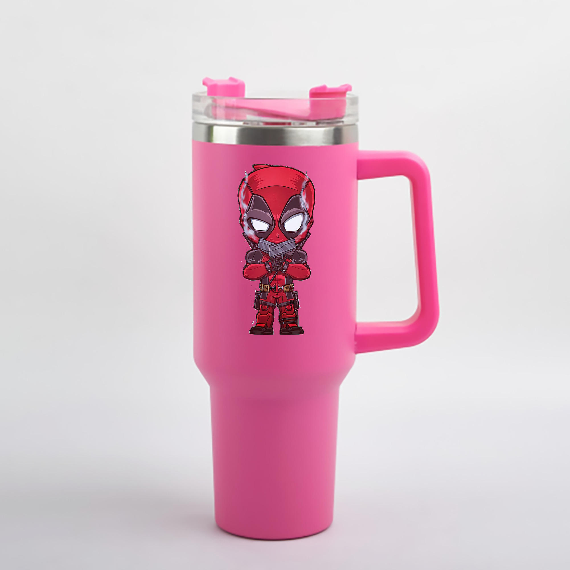 （画像用） Deadpool デッドプール 1200mL車用タンブラー - クリスタルステッカー（プラスチックストロー付き）